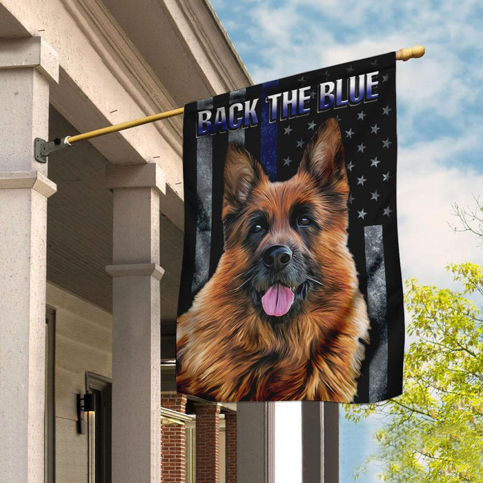 Back The Blue German Shepherd K9 Unit Flag | Garden Flag | Double Sided House Flag - GIFTCUSTOM