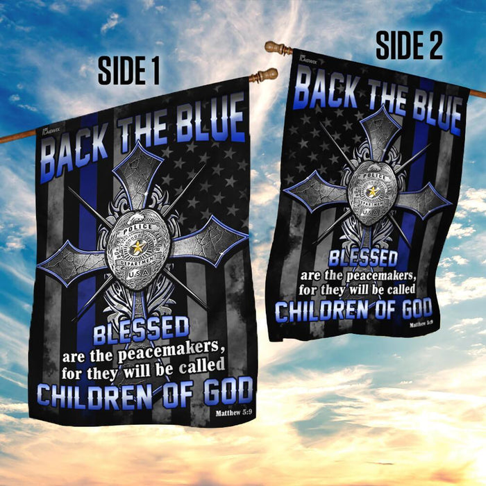 Back The Blue Police Officer American US Flag | Garden Flag | Double Sided House Flag - GIFTCUSTOM