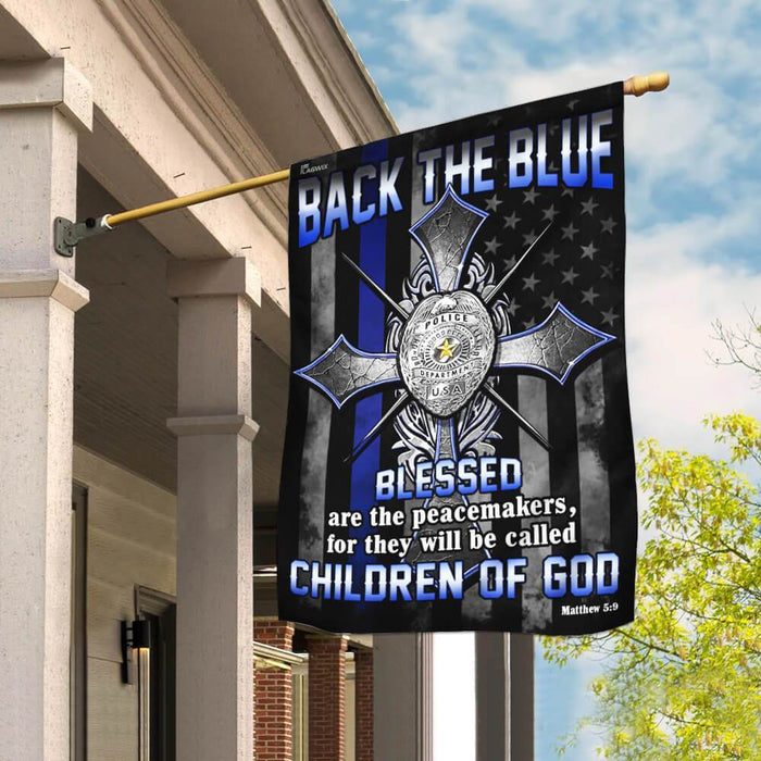 Back The Blue Police Officer American US Flag | Garden Flag | Double Sided House Flag - GIFTCUSTOM