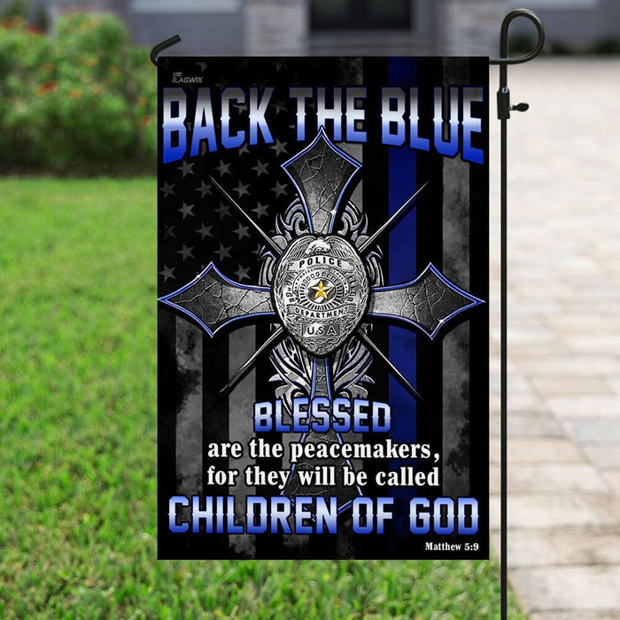 Back The Blue Police Officer American US Flag | Garden Flag | Double Sided House Flag - GIFTCUSTOM