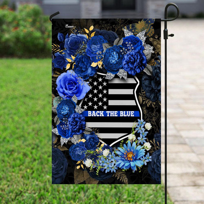 Back The Blue Police Officer Flag | Garden Flag | Double Sided House Flag - GIFTCUSTOM