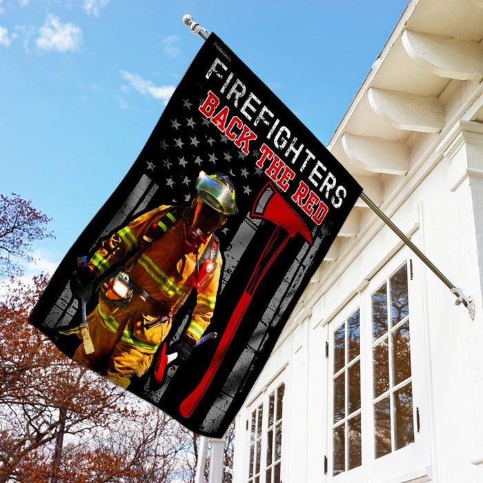 Back The Red Firefighter Flag | Garden Flag | Double Sided House Flag - GIFTCUSTOM