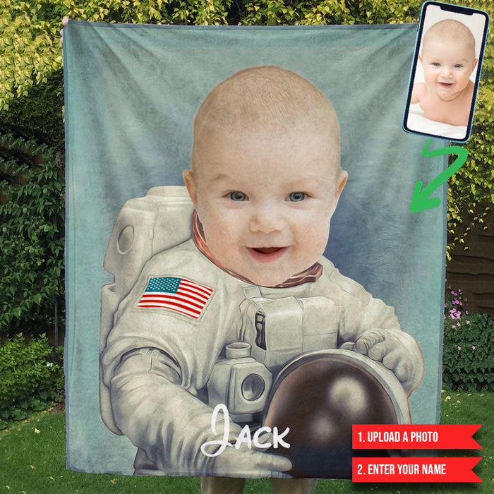 The Astronaut Character Customized Blanket Personalize Photo Upload Gift For Son Daughter Christmas Thanksgiving Birthday TP.FABLK.02 TP