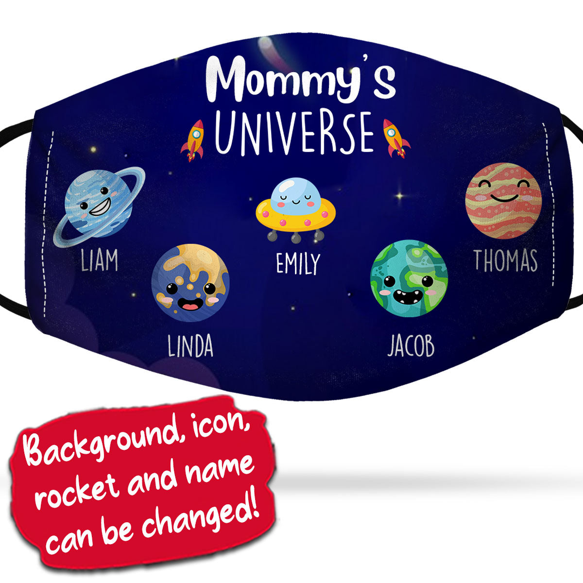 Universe, Gift For Mom Dad Mommy Father Son Daughter Personalized Cloth Face Mask