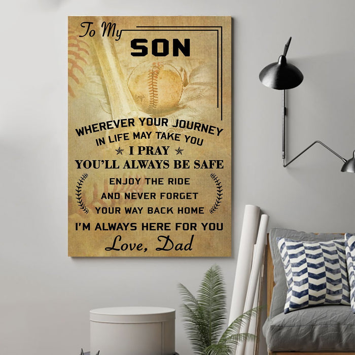 Baseball Canvas and Poster ��� Dad son ��� wherever your journey wall decor visual art - GIFTCUSTOM