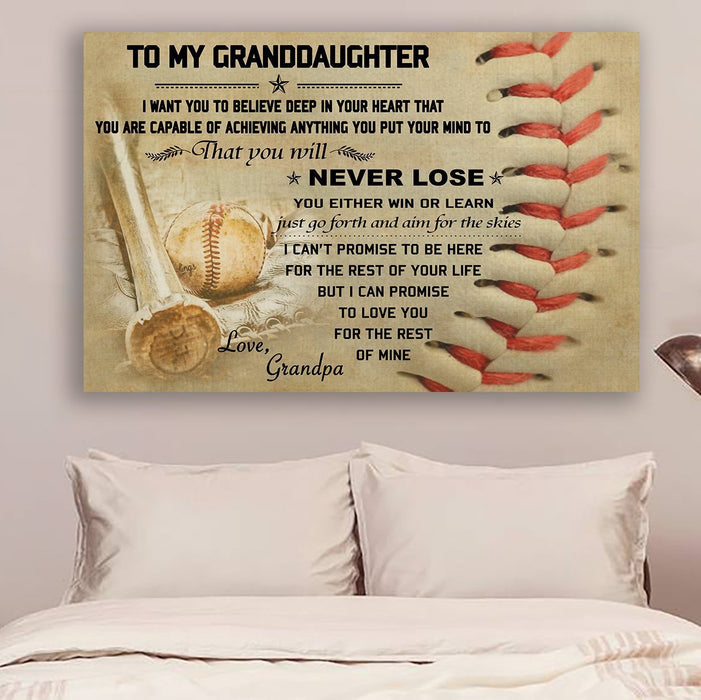 Baseball Canvas and Poster ��� grandpa to granddaughter never lose wall decor visual art - GIFTCUSTOM