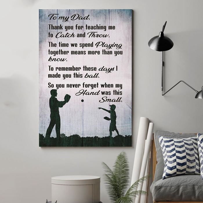 baseball Canvas and Poster ��� to dad ��� thank you for teaching me wall decor visual art - GIFTCUSTOM