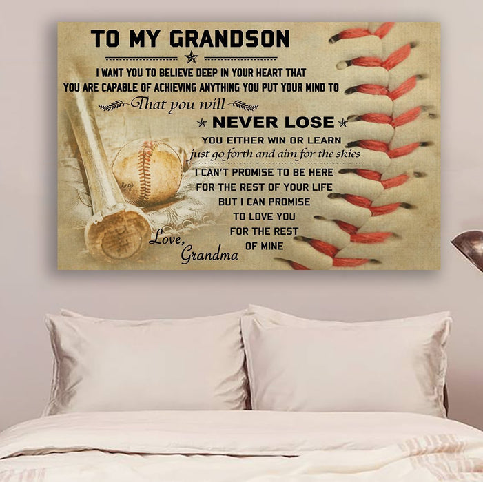 Baseball Canvas and Poster ��� to grandson ��� never lose wall decor visual art - GIFTCUSTOM