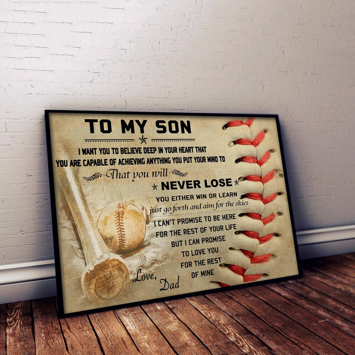 Baseball Canvas and Poster ��� To my Son Never lose wall decor visual art - GIFTCUSTOM