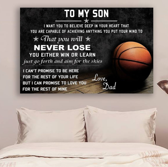 Basketball Canvas and Poster ��� Dad son never lose wall decor visual art - GIFTCUSTOM