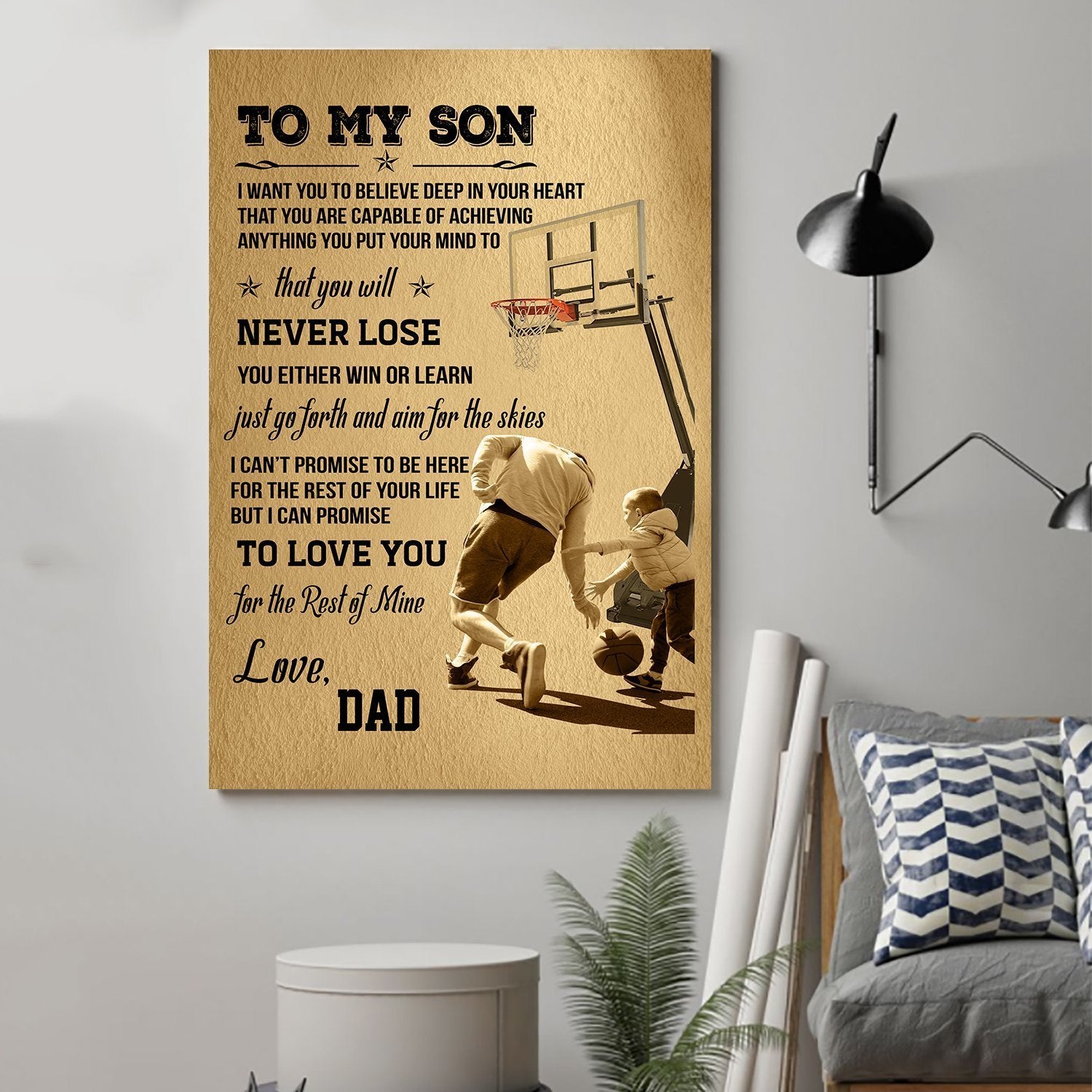 Basketball Canvas and Poster ��� Dad son never lose wall decor visual art - GIFTCUSTOM