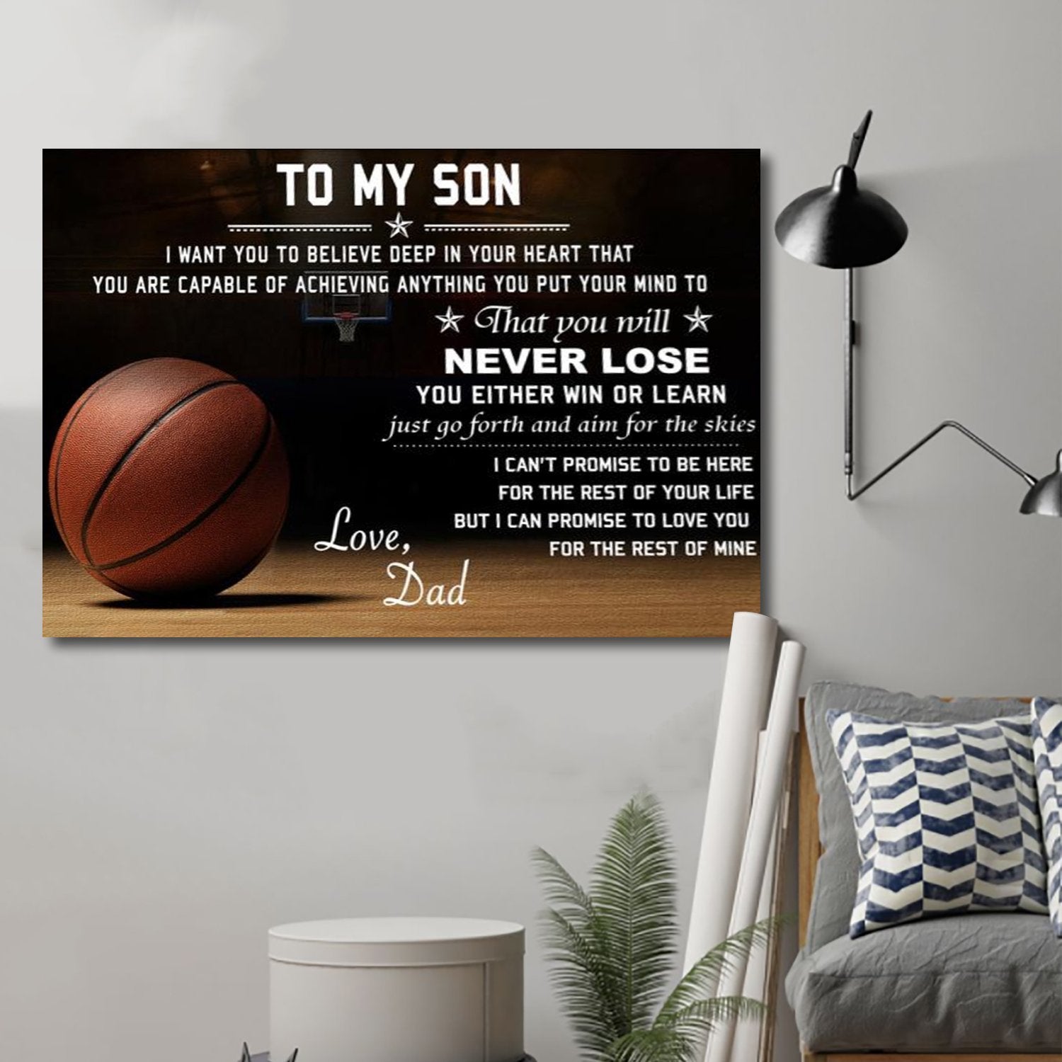 basketball Canvas and Poster ��� dad son never lose wall decor visual art - GIFTCUSTOM