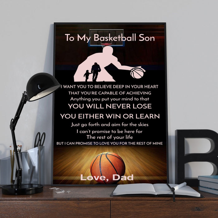 Basketball Canvas and Poster ��� Dad to my basketball son ��� Never lose wall decor visual art - GIFTCUSTOM