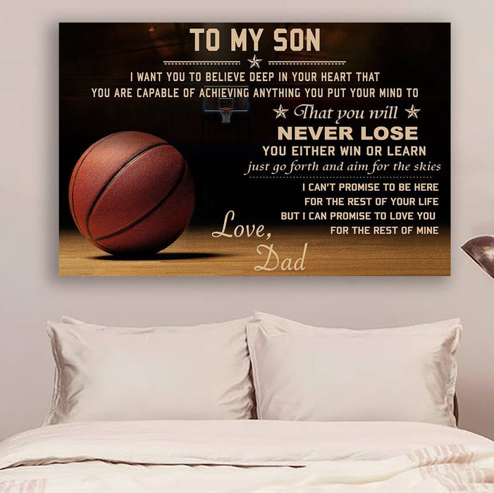 Basketball Canvas and Poster ��� dad to son ��� never lose 1 wall decor visual art - GIFTCUSTOM