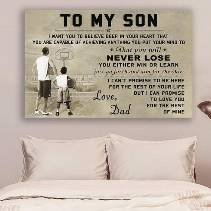 Basketball Canvas and Poster ��� Dad to son ��� Never lose wall decor visual art - GIFTCUSTOM