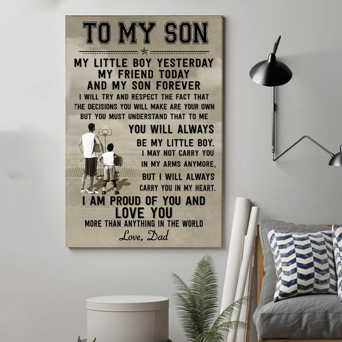 Basketball Canvas and Poster ��� To my son my little boy yesterday wall decor visual art - GIFTCUSTOM