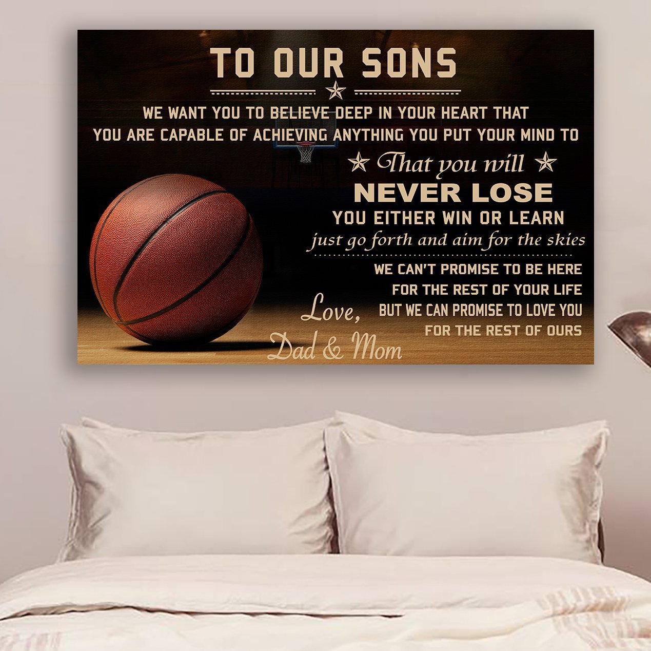 Basketball Canvas and Poster ��� To our sons ��� Never lose wall decor visual art - GIFTCUSTOM