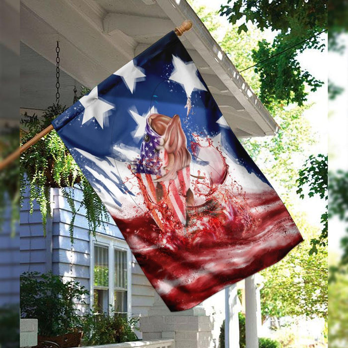 Bass Fishing 4th July Flag | Garden Flag | Double Sided House Flag - GIFTCUSTOM