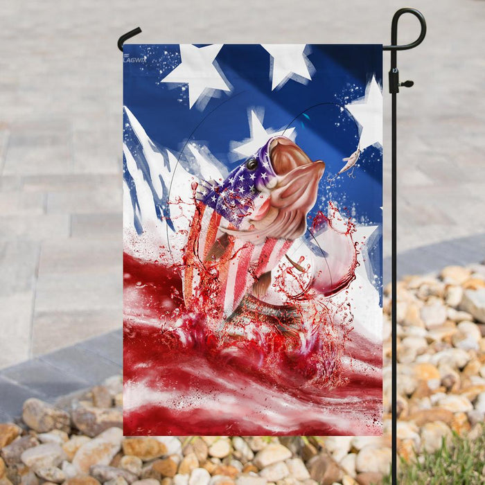 Bass Fishing 4th July Flag | Garden Flag | Double Sided House Flag - GIFTCUSTOM