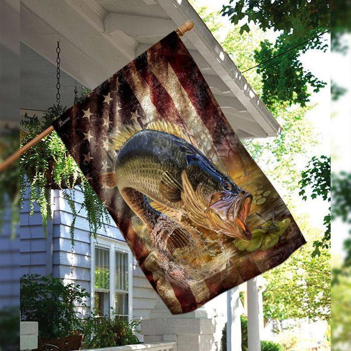 Bass Fishing America Flag | Garden Flag | Double Sided House Flag - GIFTCUSTOM