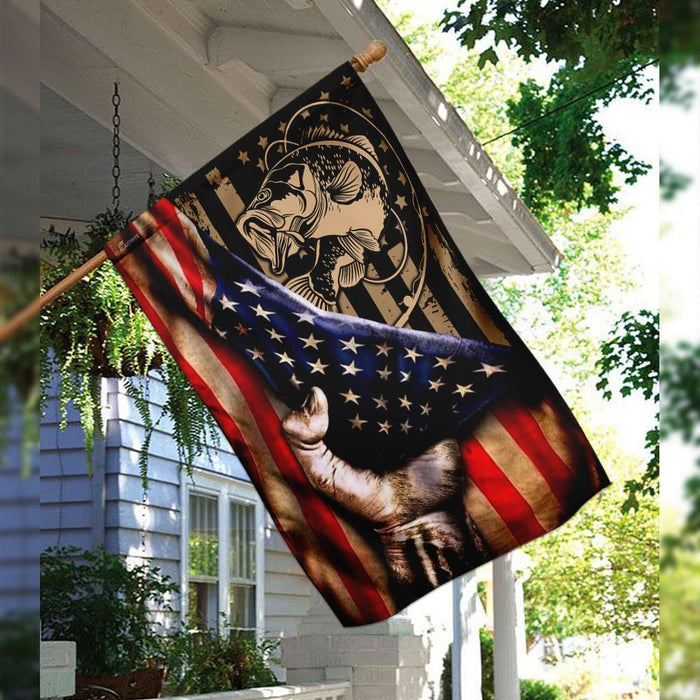 Bass Fishing America Flag | Garden Flag | Double Sided House Flag - GIFTCUSTOM