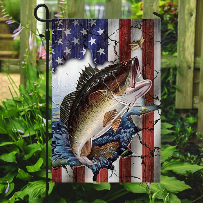 Bass Fishing American Flag | Garden Flag | Double Sided House Flag - GIFTCUSTOM