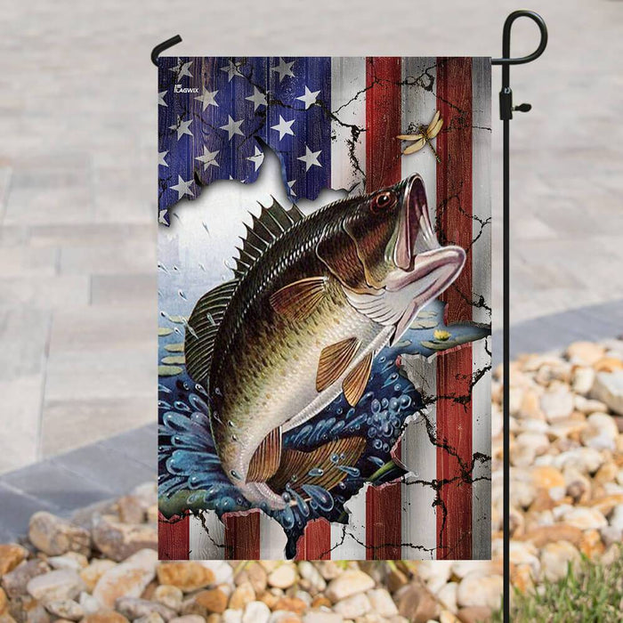 Bass Fishing American Flag | Garden Flag | Double Sided House Flag - GIFTCUSTOM