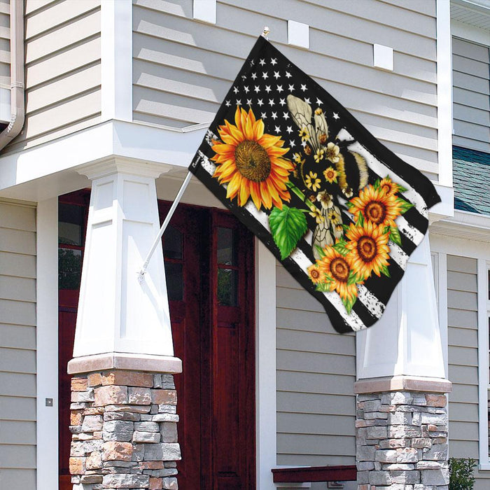 Bee Sunflower American Flag | Garden Flag | Double Sided House Flag - GIFTCUSTOM