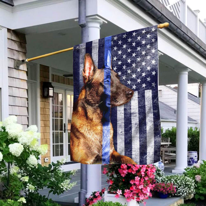 Belgian Malinois. The Thin Blue Line Flag | Garden Flag | Double Sided House Flag - GIFTCUSTOM