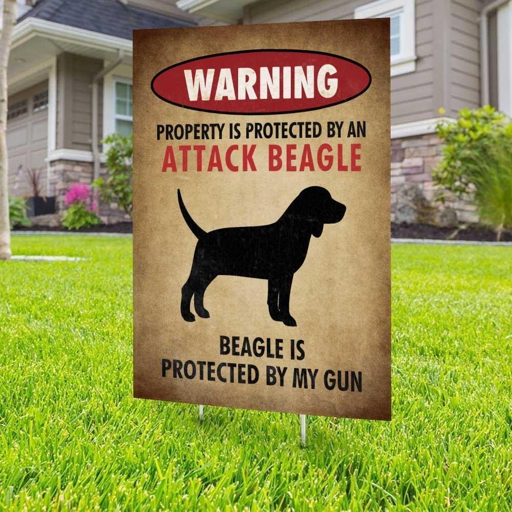 Beware of Beagle Yard Sign (24 x 18 inches) - GIFTCUSTOM
