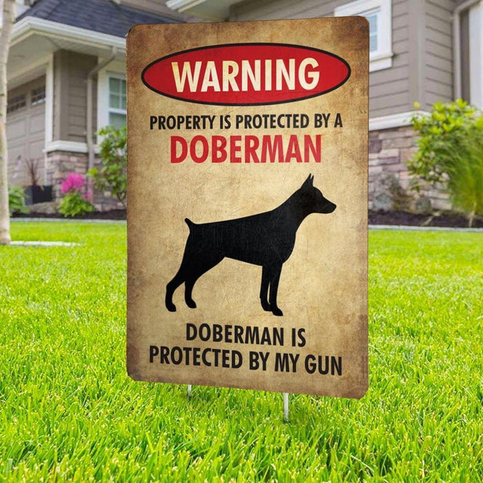 Beware of Doberman Yard Sign (24 x 18 inches) - GIFTCUSTOM