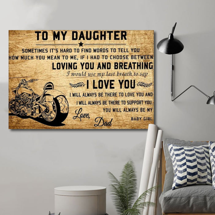 Biker Canvas and Poster ��� To my Daughter I love you wall decor visual art - GIFTCUSTOM