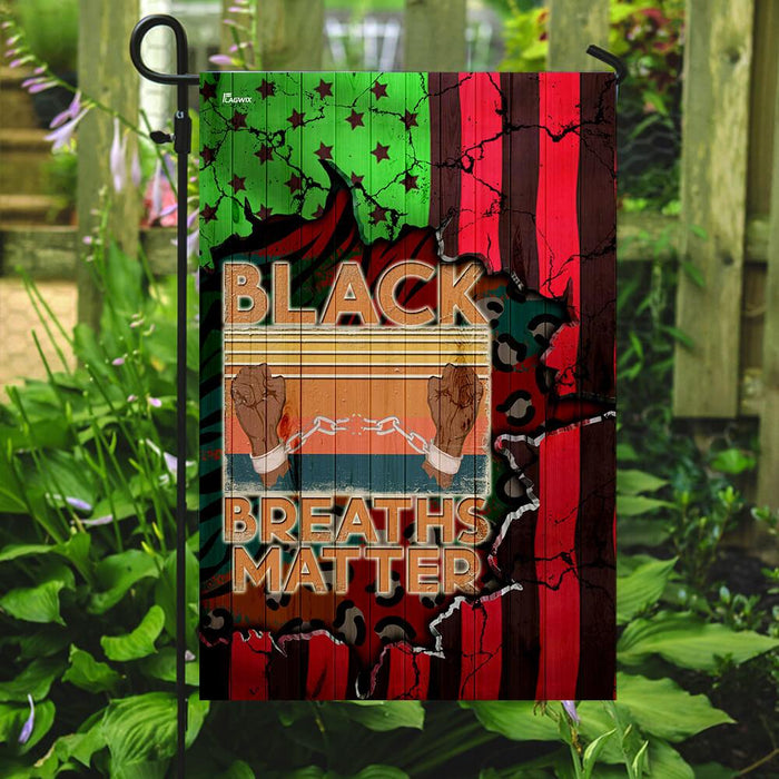 Black Breaths Matter Flag | Garden Flag | Double Sided House Flag - GIFTCUSTOM