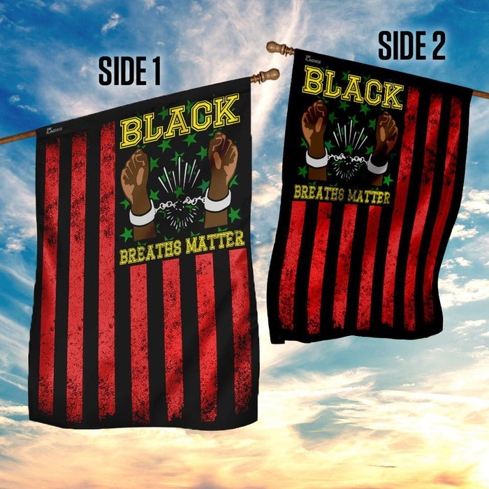 Black Breaths Matter Flag | Garden Flag | Double Sided House Flag - GIFTCUSTOM