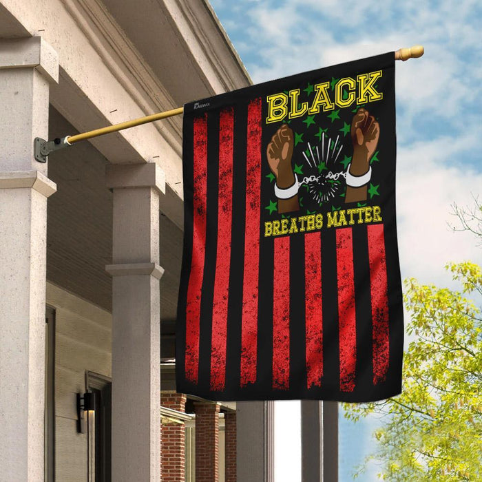 Black Breaths Matter Flag | Garden Flag | Double Sided House Flag - GIFTCUSTOM