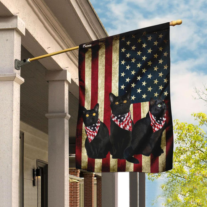 Black Cats American Flag | Garden Flag | Double Sided House Flag - GIFTCUSTOM