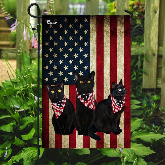 Black Cats American Flag | Garden Flag | Double Sided House Flag - GIFTCUSTOM