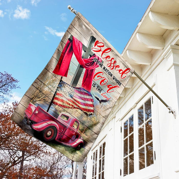 Blessed Is The Nation Whose God Is The Lord Flag | Garden Flag | Double Sided House Flag - GIFTCUSTOM