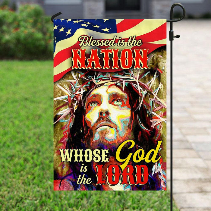 Blessed Is The Nation Whose God Is The Lord Flag | Garden Flag | Double Sided House Flag - GIFTCUSTOM