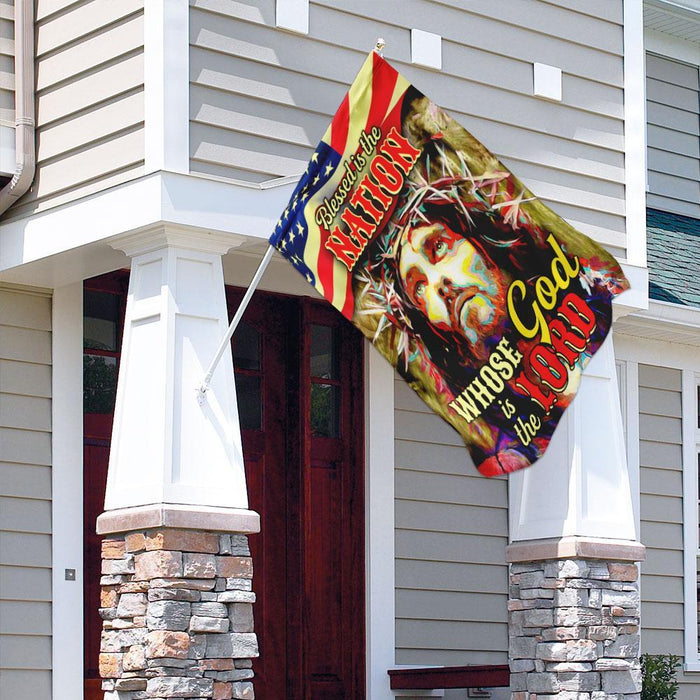 Blessed Is The Nation Whose God Is The Lord Flag | Garden Flag | Double Sided House Flag - GIFTCUSTOM