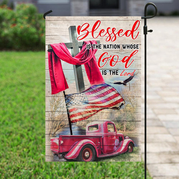 Blessed Is The Nation Whose God Is The Lord Flag | Garden Flag | Double Sided House Flag - GIFTCUSTOM