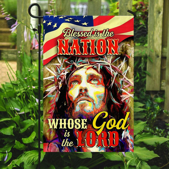 Blessed Is The Nation Whose God Is The Lord Flag | Garden Flag | Double Sided House Flag - GIFTCUSTOM