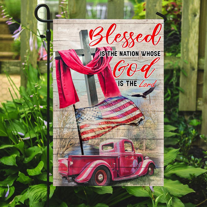 Blessed Is The Nation Whose God Is The Lord Flag | Garden Flag | Double Sided House Flag - GIFTCUSTOM