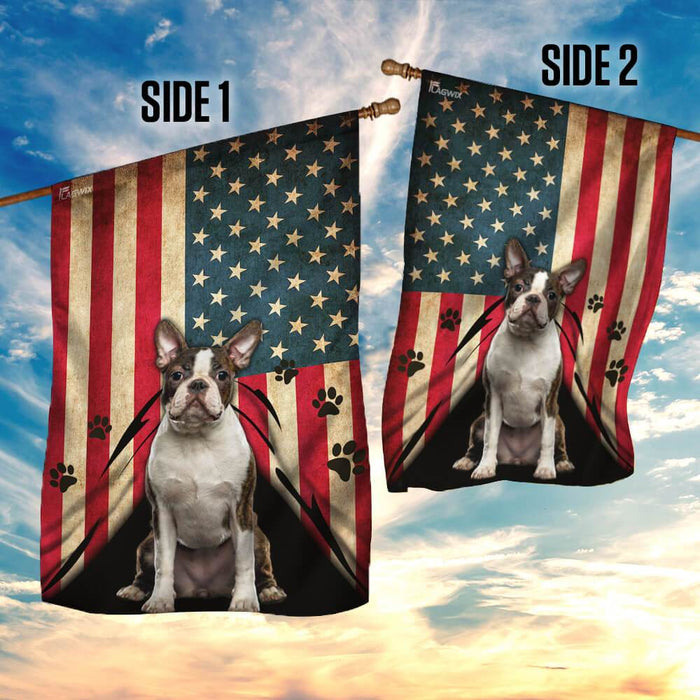 Boston Terrier American Flag | Garden Flag | Double Sided House Flag - GIFTCUSTOM