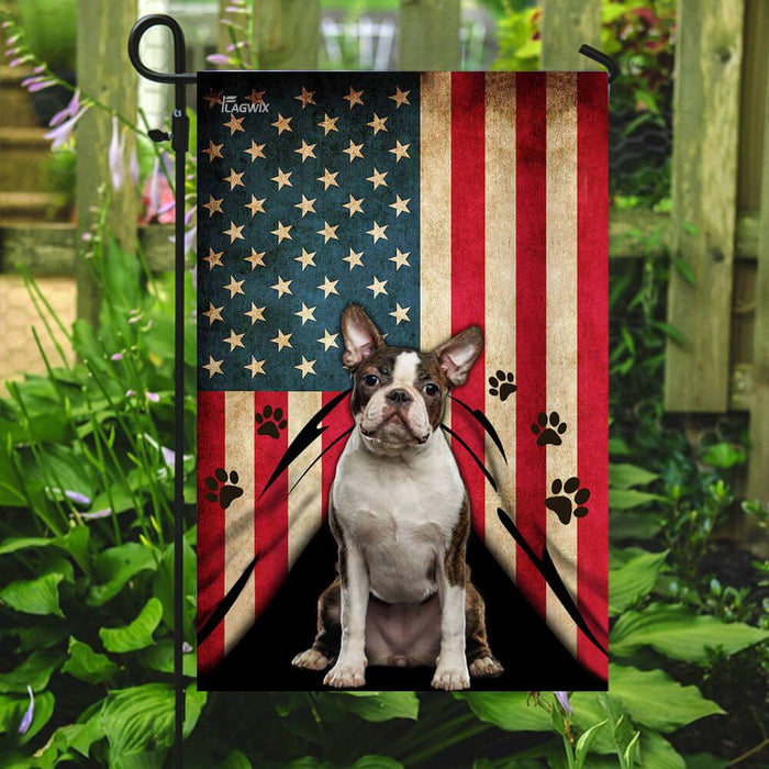 Boston Terrier American Flag | Garden Flag | Double Sided House Flag - GIFTCUSTOM