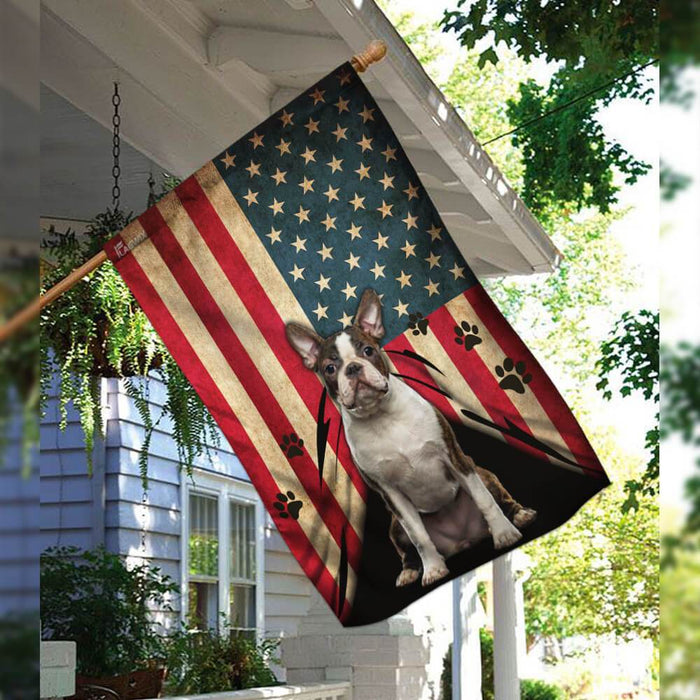 Boston Terrier American Flag | Garden Flag | Double Sided House Flag - GIFTCUSTOM