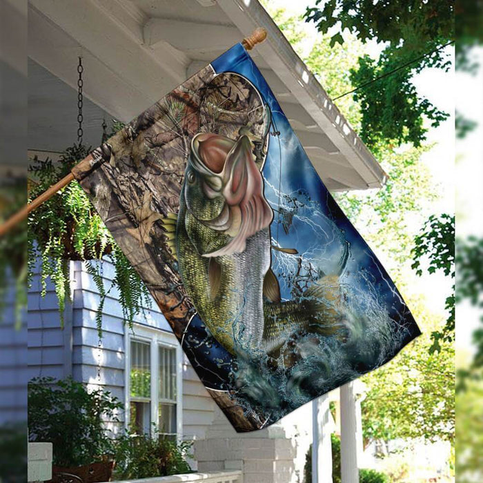 Camo Fishing Flag | Garden Flag | Double Sided House Flag - GIFTCUSTOM