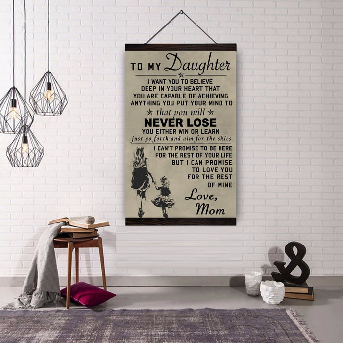 Canvas with the wood frame above ��� to my daughter, love mom wall decor visual art - GIFTCUSTOM