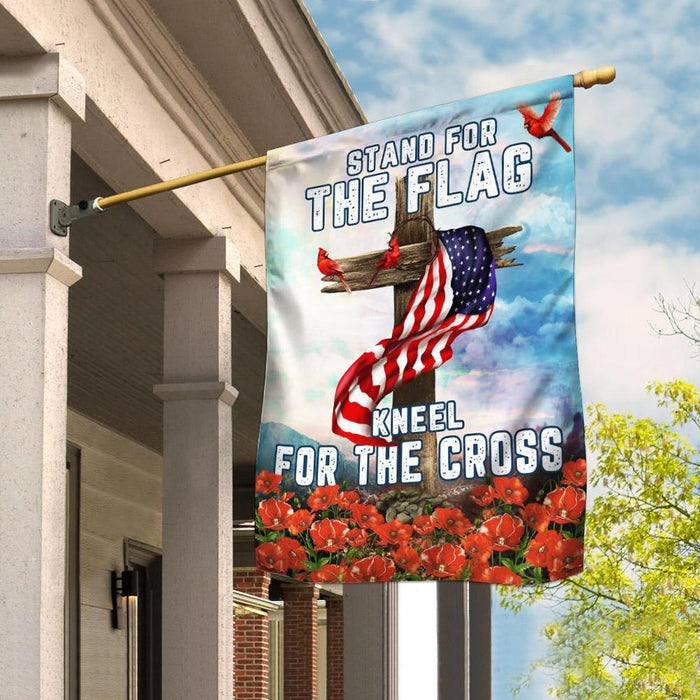 Cardinal Christian Cross American Flag | Garden Flag | Double Sided House Flag - GIFTCUSTOM