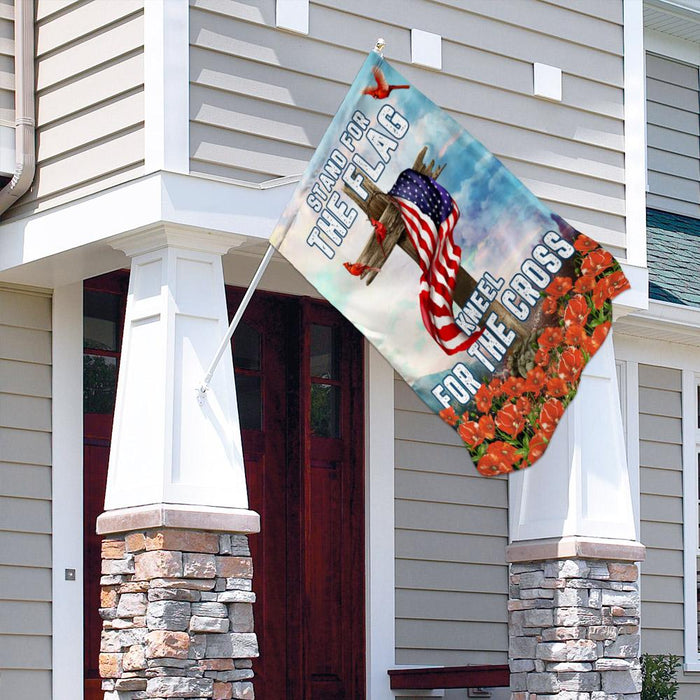 Cardinal Christian Cross American Flag | Garden Flag | Double Sided House Flag - GIFTCUSTOM